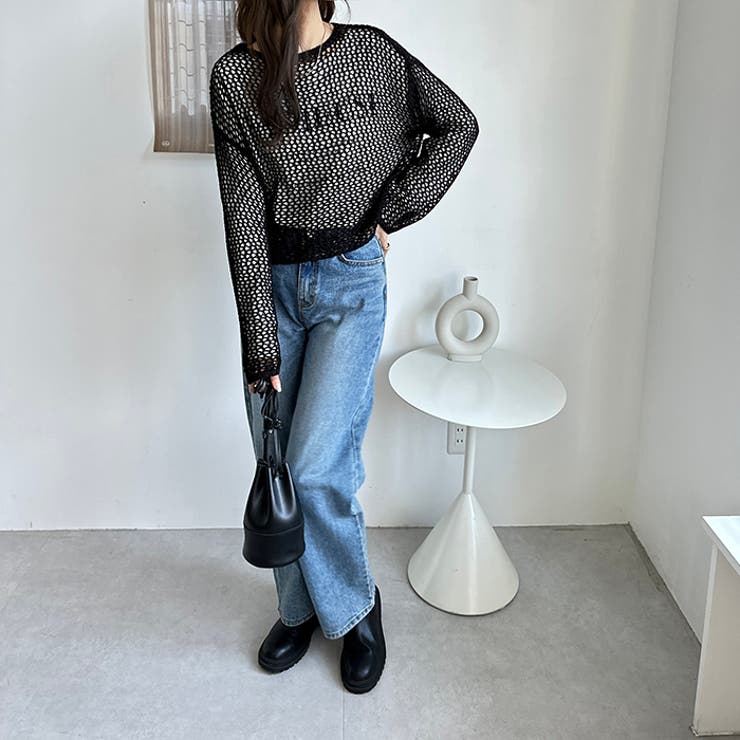 透かし編みメッシュニットプルオーバー | GeeRA | 詳細画像23 