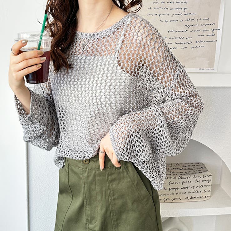 透かし編みメッシュニットプルオーバー | GeeRA | 詳細画像32 