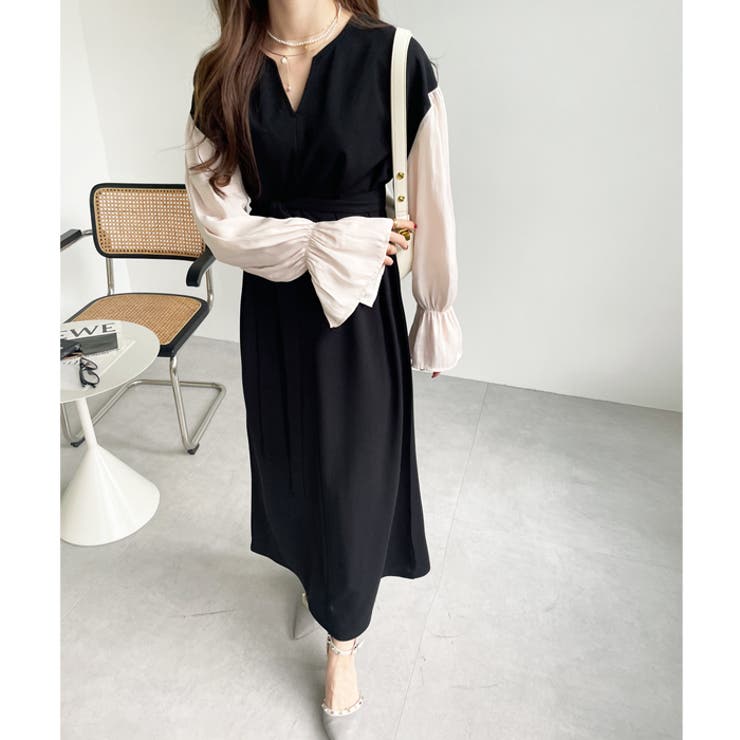 ブラウスレイヤード風ドッキングワンピース | GeeRA | 詳細画像4 