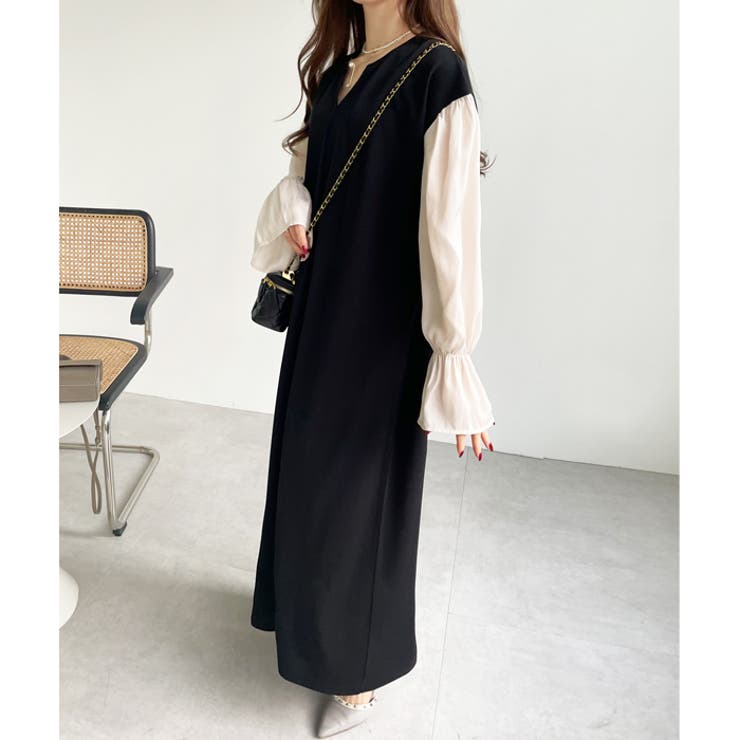 ブラウスレイヤード風ドッキングワンピース | GeeRA | 詳細画像7 