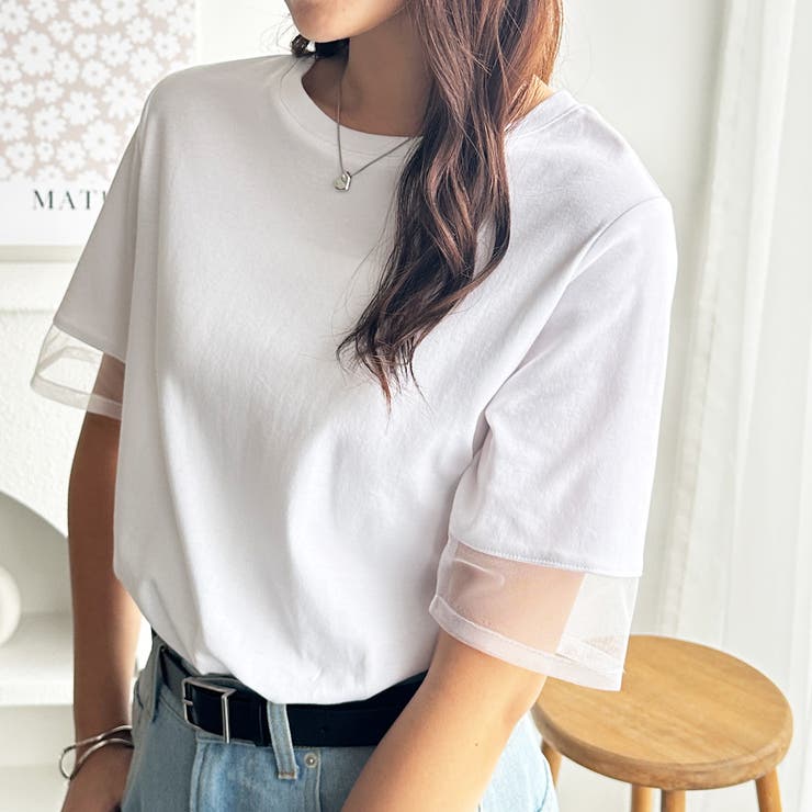 綿１００％袖シアー切替シルケットＴシャツ | GeeRA | 詳細画像9 