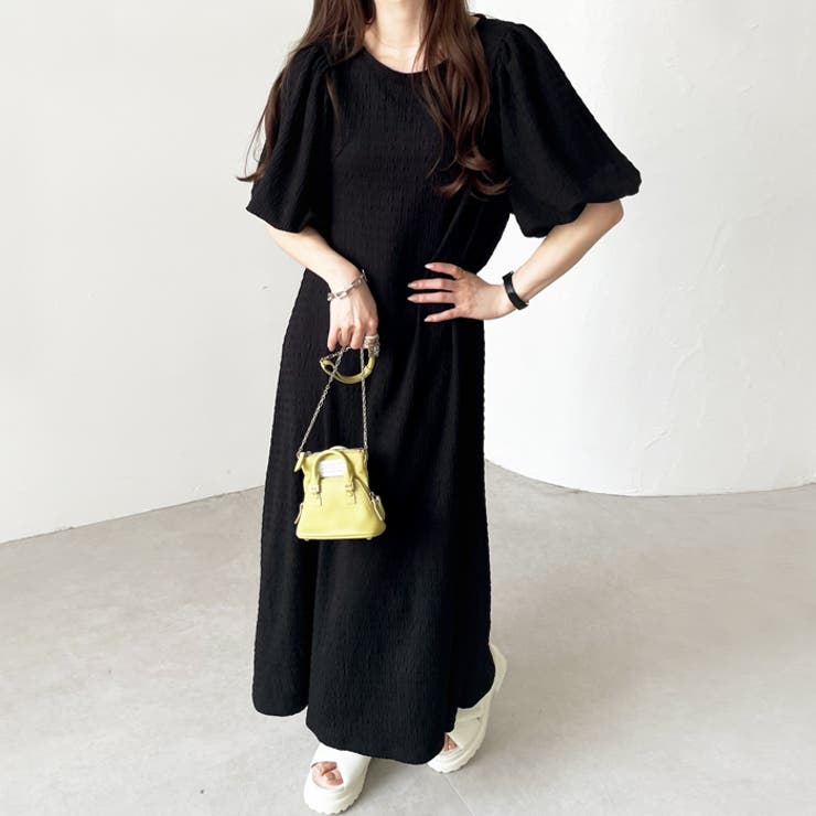 ボリューム袖楽ちん表面感ワンピース | GeeRA | 詳細画像3 