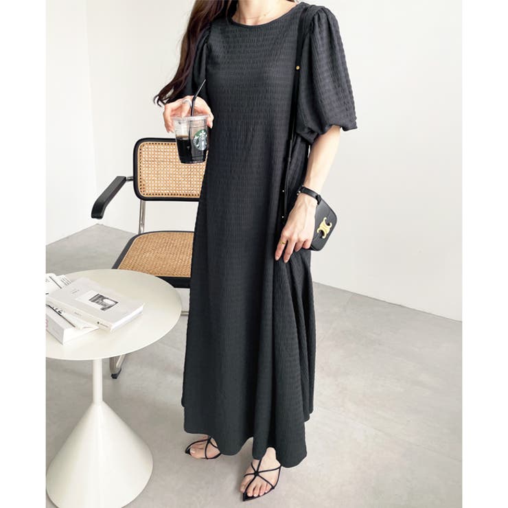 ボリューム袖楽ちん表面感ワンピース | GeeRA | 詳細画像14 