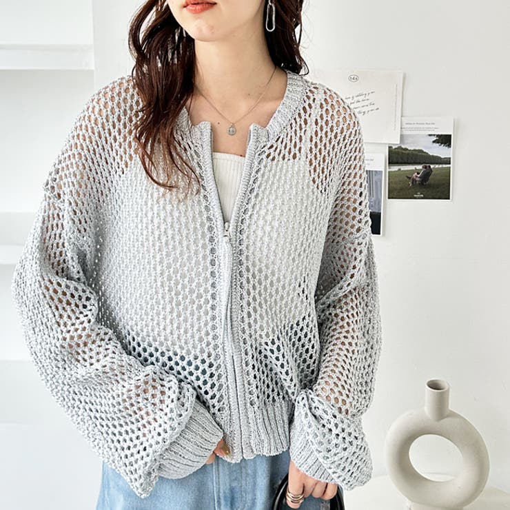 るな様　chico ねじりフリルデザインラメシャギーカーディガン ねじりフリルデザインラメシャギーカーディガン | Chico(チコ