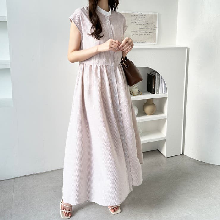 クレリック配色ウエストギャザーシャツワンピース | GeeRA | 詳細画像39 