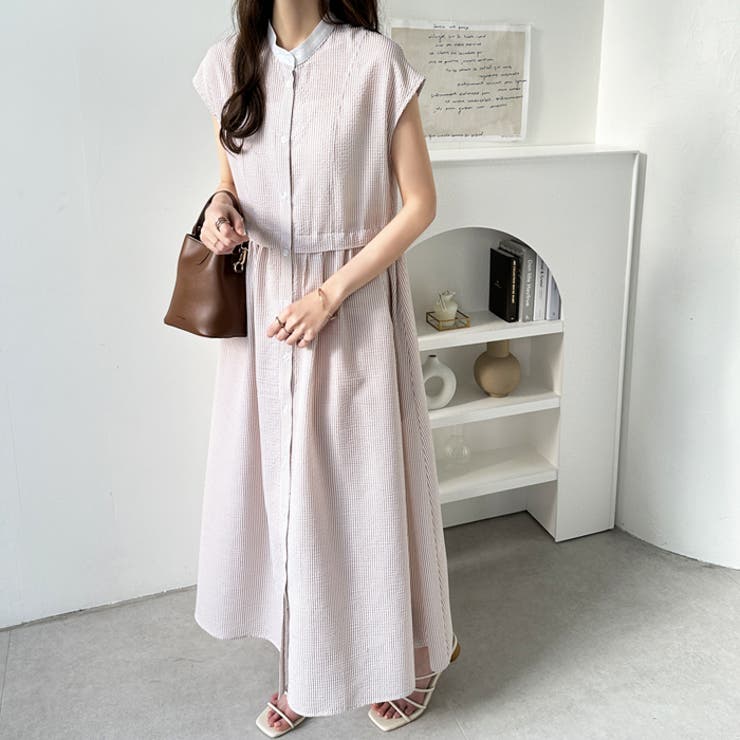 クレリック配色ウエストギャザーシャツワンピース | GeeRA | 詳細画像40 