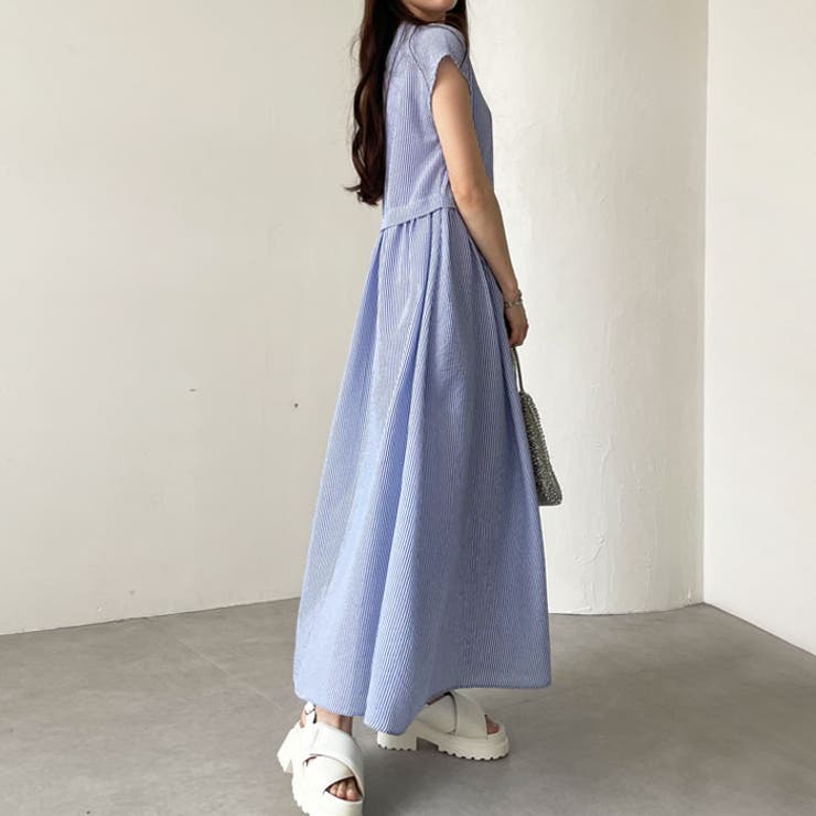 クレリック配色ウエストギャザーシャツワンピース | GeeRA | 詳細画像18 