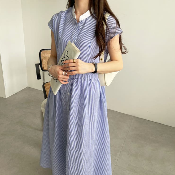 クレリック配色ウエストギャザーシャツワンピース | GeeRA | 詳細画像20 