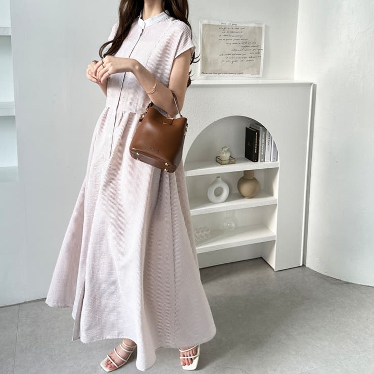 クレリック配色ウエストギャザーシャツワンピース | GeeRA | 詳細画像36 