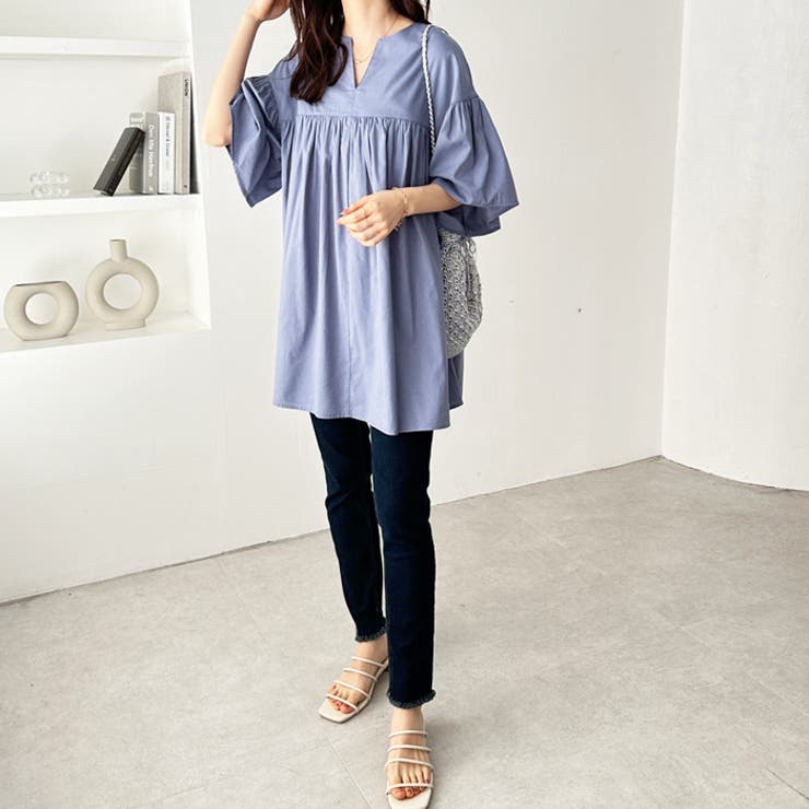 フレアー袖キーネックブラウス | GeeRA | 詳細画像21 