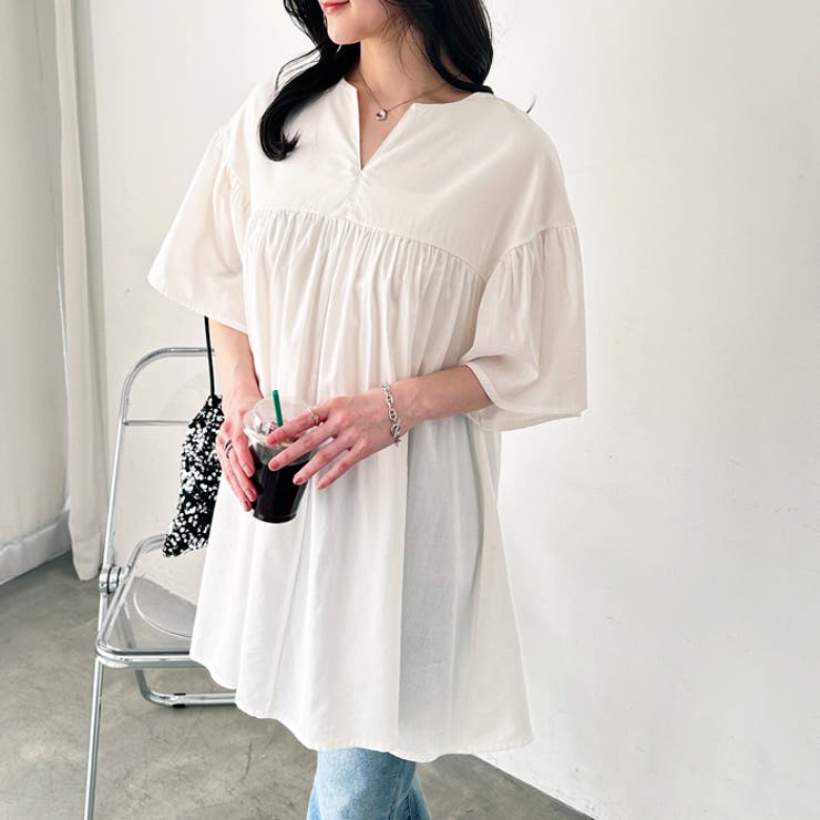 フレアー袖キーネックブラウス | GeeRA | 詳細画像28 