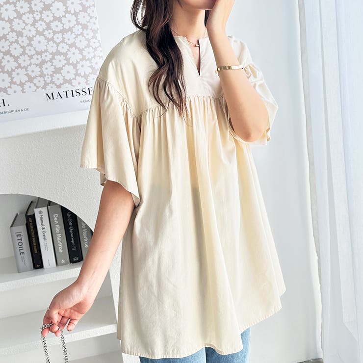 フレアー袖キーネックブラウス | GeeRA | 詳細画像8 