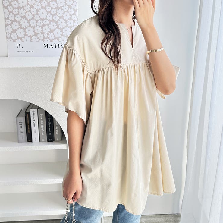 フレアー袖キーネックブラウス | GeeRA | 詳細画像9 