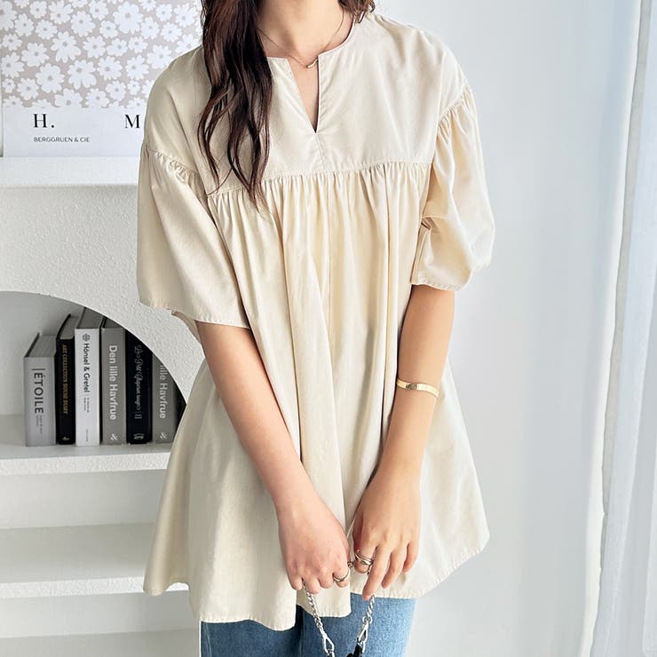 フレアー袖キーネックブラウス | GeeRA | 詳細画像10 