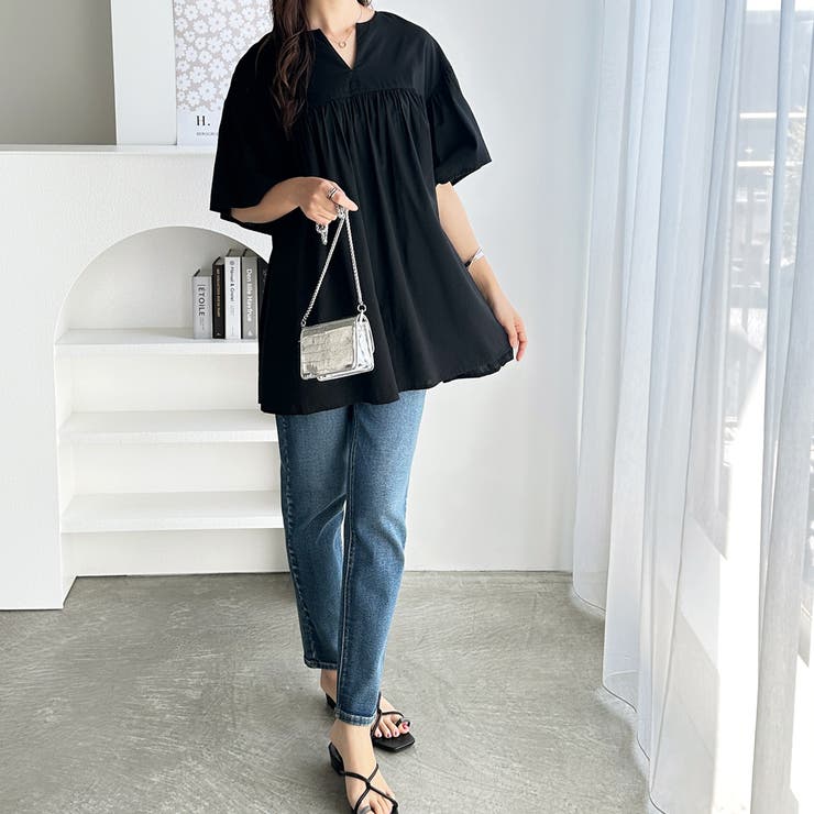 フレアー袖キーネックブラウス | GeeRA | 詳細画像18 