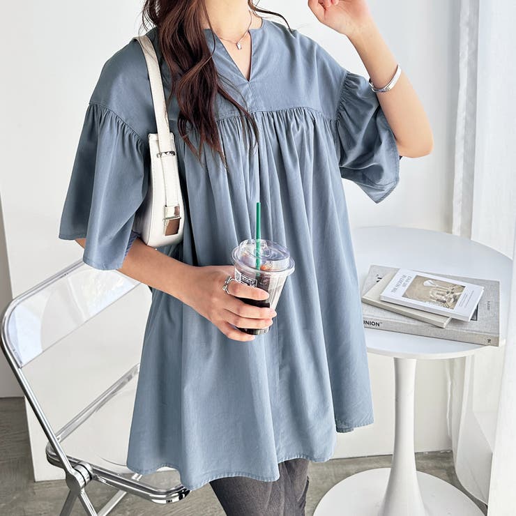 フレアー袖キーネックブラウス | GeeRA | 詳細画像23 