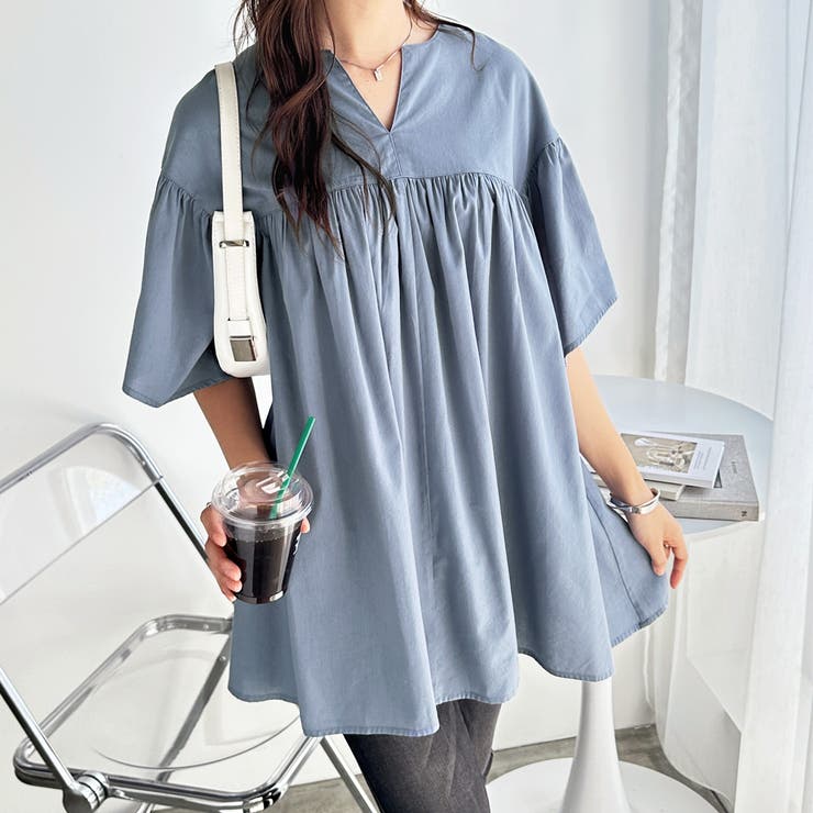 フレアー袖キーネックブラウス | GeeRA | 詳細画像24 