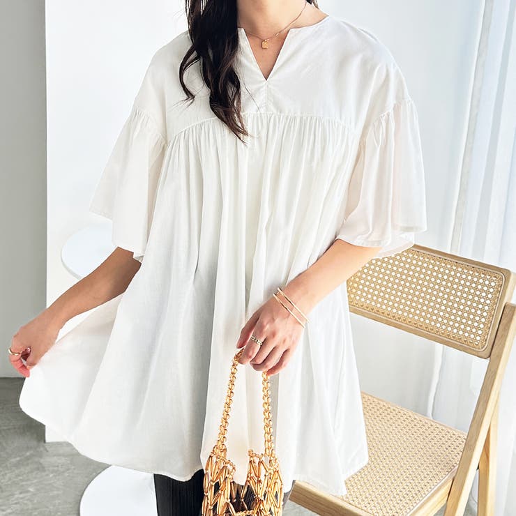 フレアー袖キーネックブラウス | GeeRA | 詳細画像33 