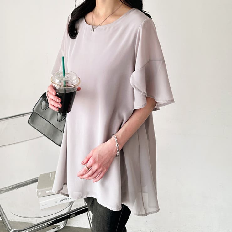 ＜接触冷感＞異素材シフォンレイヤードチュニック | GeeRA | 詳細画像29 