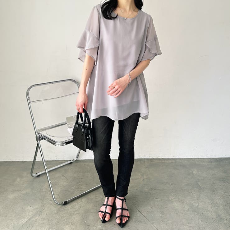 ＜接触冷感＞異素材シフォンレイヤードチュニック | GeeRA | 詳細画像31 