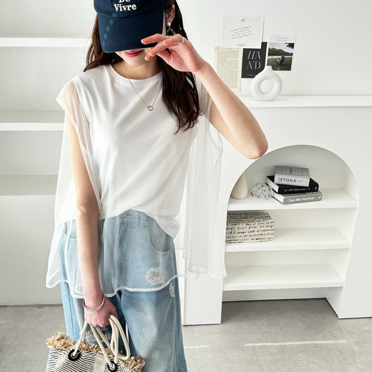 チュールカバーフレンチスリーブカットソー | GeeRA | 詳細画像2 