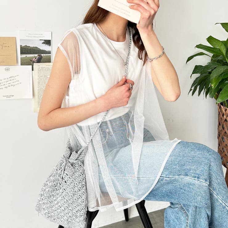チュールカバーフレンチスリーブカットソー | GeeRA | 詳細画像8 