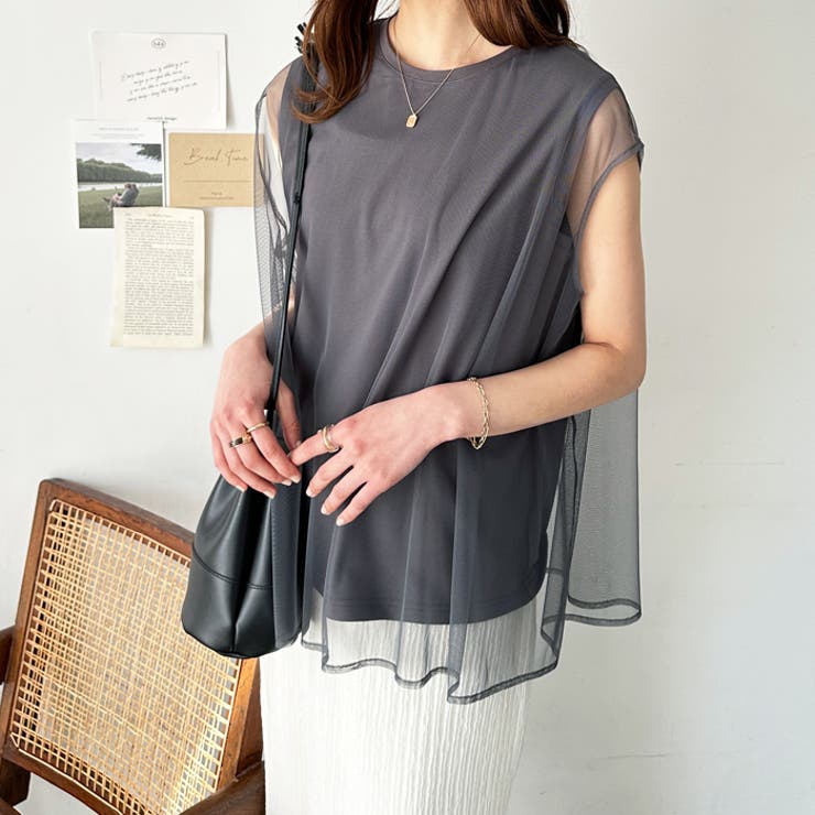 チュールカバーフレンチスリーブカットソー | GeeRA | 詳細画像33 