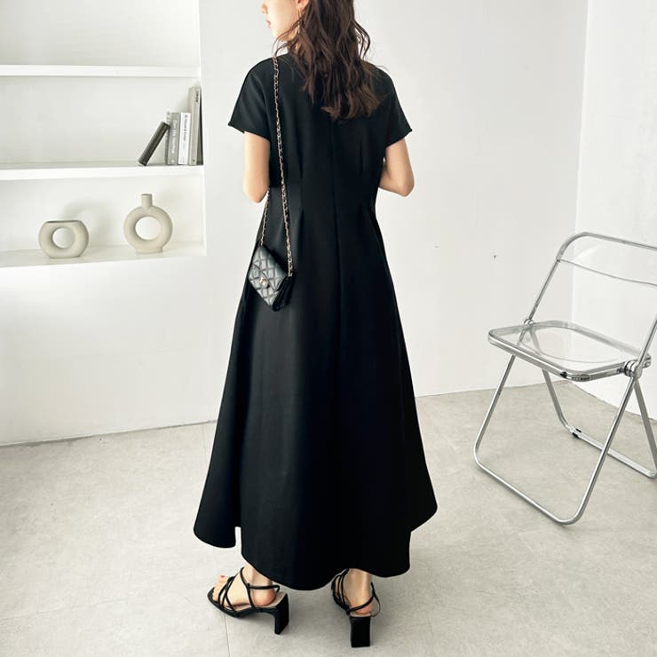 【​限​定​販​売​】 前後2WAYハーフジップフレンチ袖ワンピ[品番：GERW0010655 ワンピース