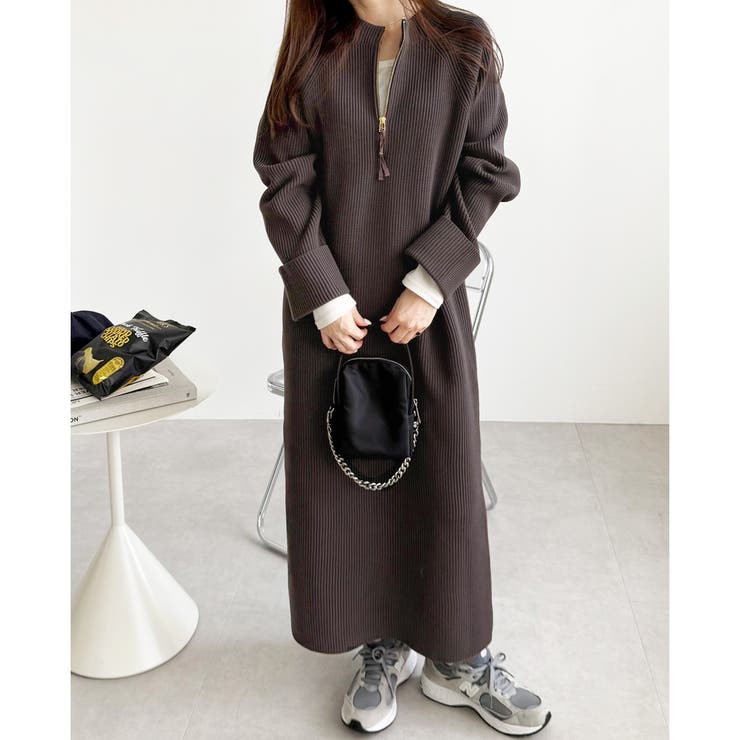 こせい GeeRA｜前後2WAYハーフジップフレンチ袖ワンピース | Rakuten