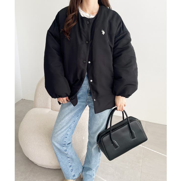 U．S． POLO ASSN．】ノーカラー中わたブルゾン[品番