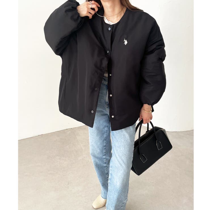 商品画像：U．S． POLO ASSN．】ノーカラー中わたブルゾン[品番 2