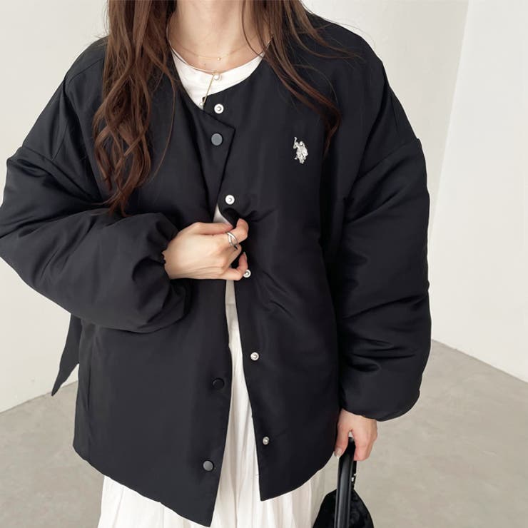 U．S． POLO ASSN．】ノーカラー中わたブルゾン[品番