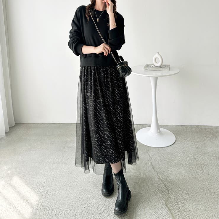 チュールドッキングワンピース[品番：GERW0010718]｜GeeRA（ジーラ）の