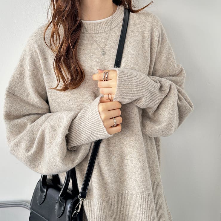 袖ボリュームミックスカラーオーバーニット | GeeRA | 詳細画像2 