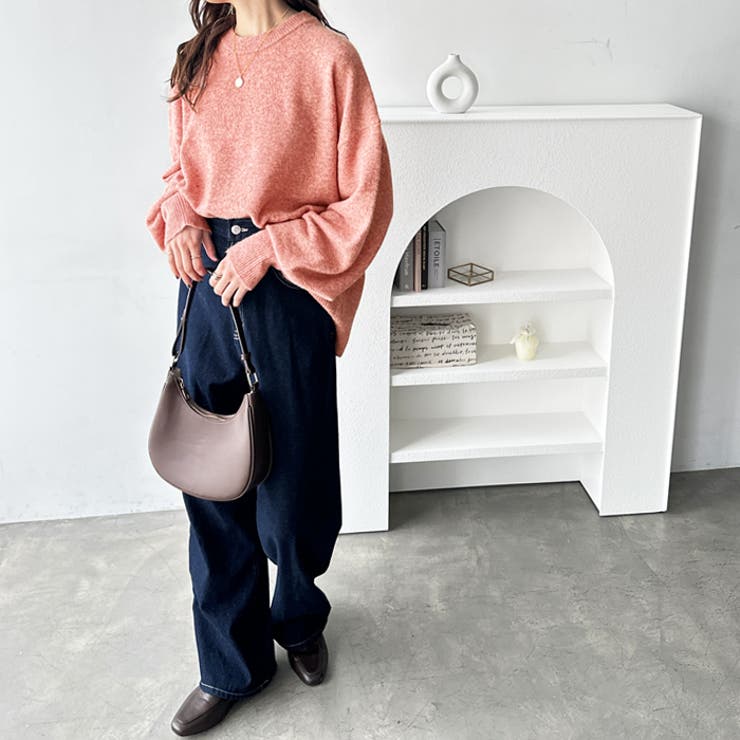 袖ボリュームミックスカラーオーバーニット[品番：GERW0010777]｜GeeRA