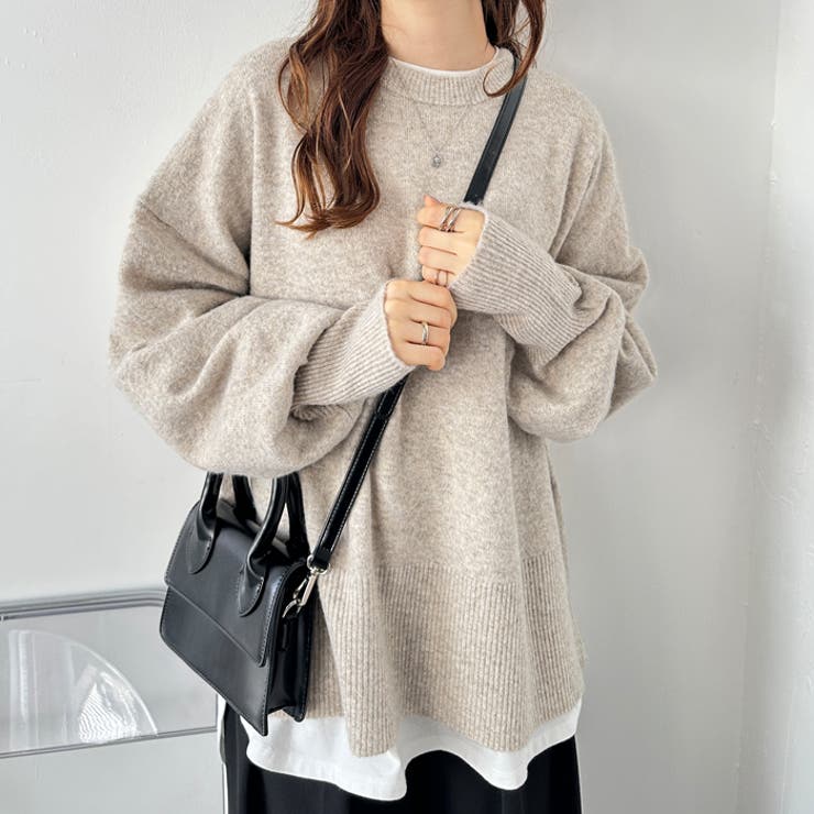 袖ボリュームミックスカラーオーバーニット | GeeRA | 詳細画像3 