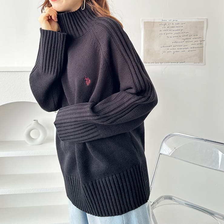U．S． POLO ASSN．】ハイネックニットトップス[品番