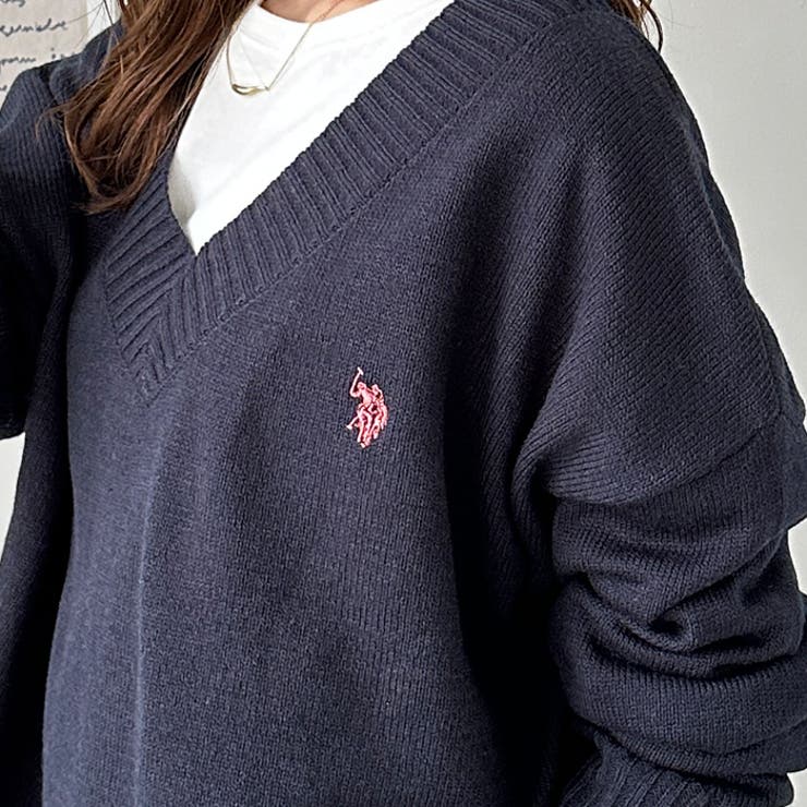 【国際ブランド】 U．S． POLO ASSN．】Vネックニットプルオーバー Mサイズ