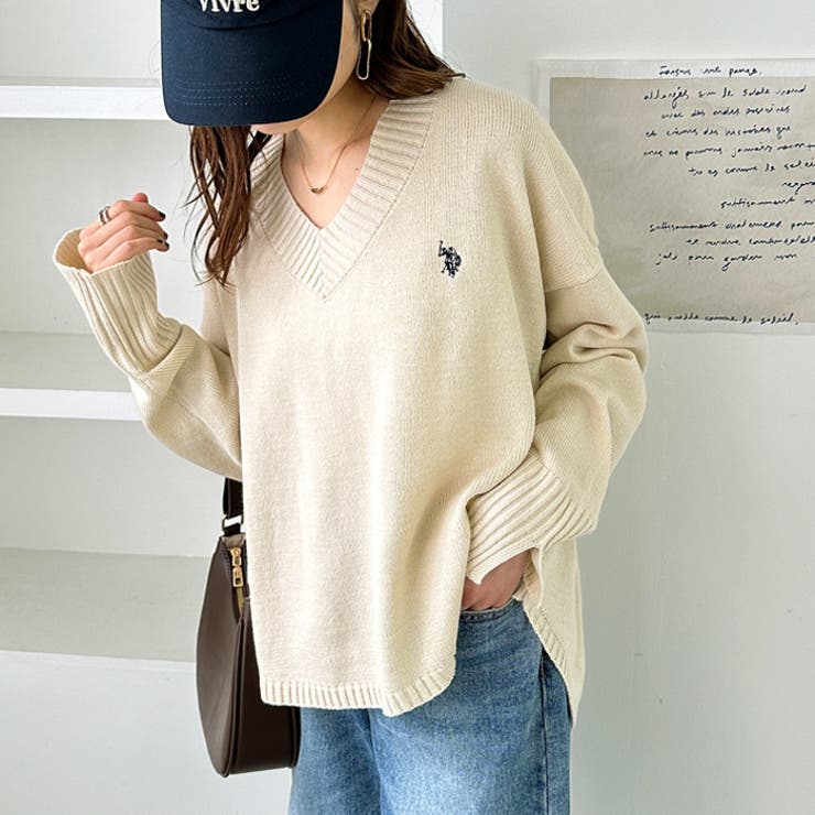 【Ｕ．Ｓ． ＰＯＬＯ  ＡＳＳＮ．】Ｖネックニットプルオーバー[品番：GERW0010770]｜GeeRA（ジーラ）のレディースファッション通販｜SHOPLIST（ショップリスト）