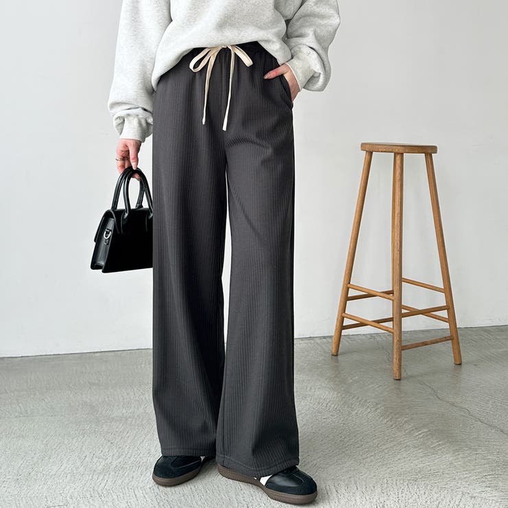 ふわふわあったか！裏起毛リブワイドパンツ[品番：GERW0010779]｜GeeRA