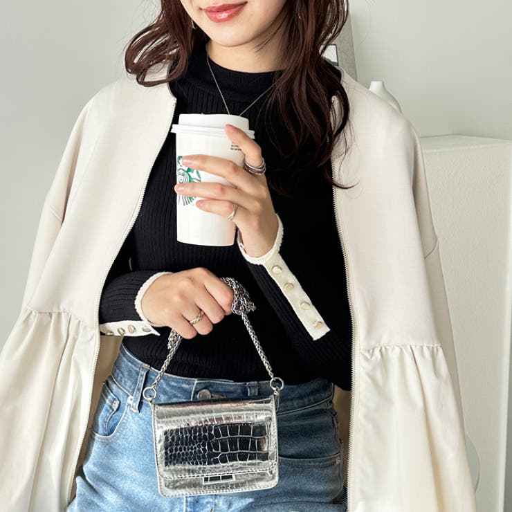 袖口ボタン配色ハイネックリブニット | GeeRA | 詳細画像11 