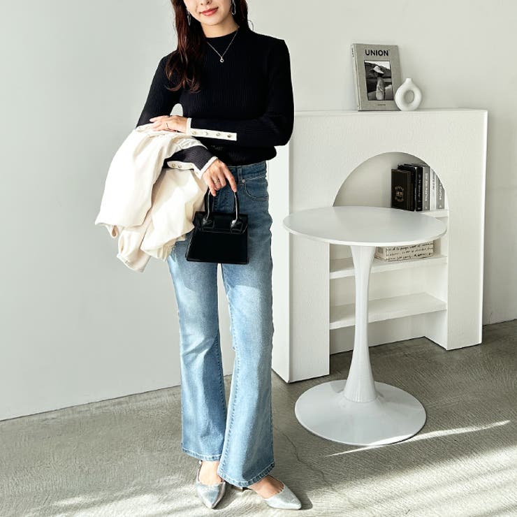 袖口ボタン配色ハイネックリブニット | GeeRA | 詳細画像13 