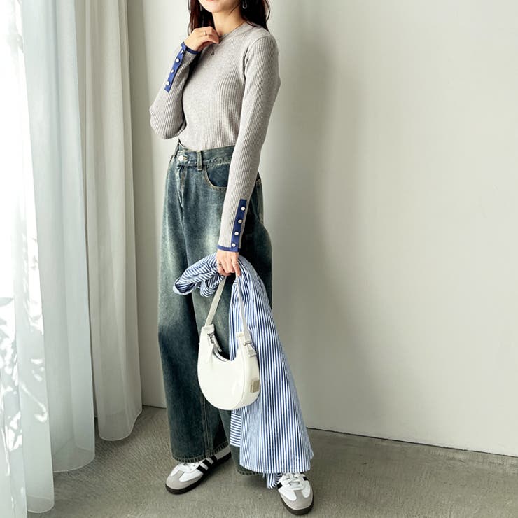 袖口ボタン配色ハイネックリブニット | GeeRA | 詳細画像25 