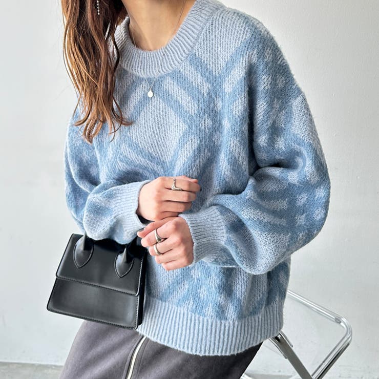 モヘアライクチェック柄ニットプルオーバー | GeeRA | 詳細画像30 