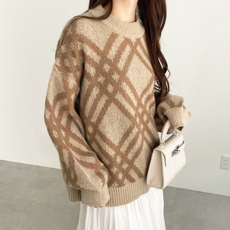 モヘアライクチェック柄ニットプルオーバー | GeeRA | 詳細画像2 