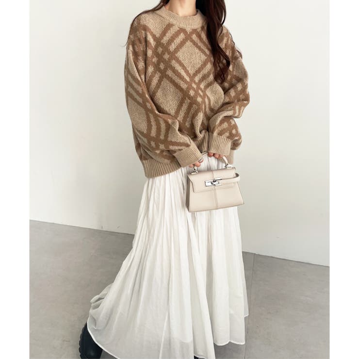 モヘアライクチェック柄ニットプルオーバー | GeeRA | 詳細画像6 