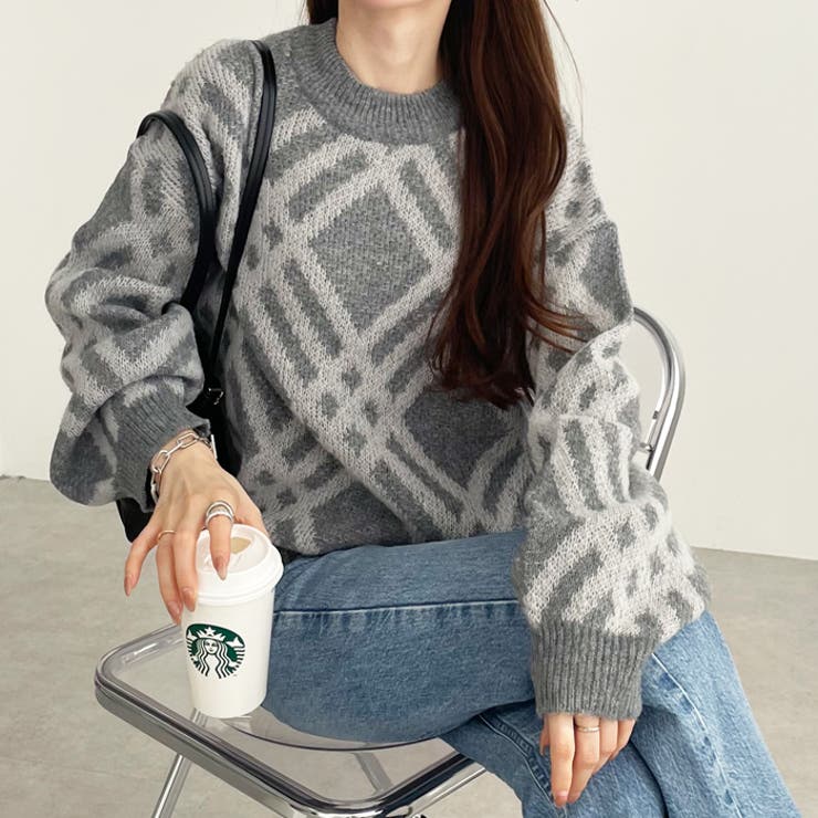 モヘアライクチェック柄ニットプルオーバー | GeeRA | 詳細画像16 