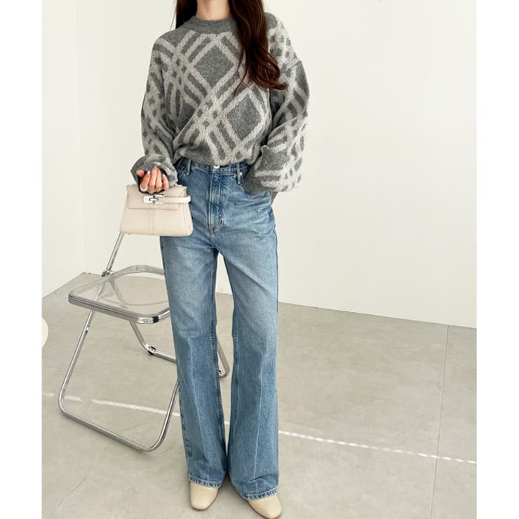 モヘアライクチェック柄ニットプルオーバー | GeeRA | 詳細画像17 