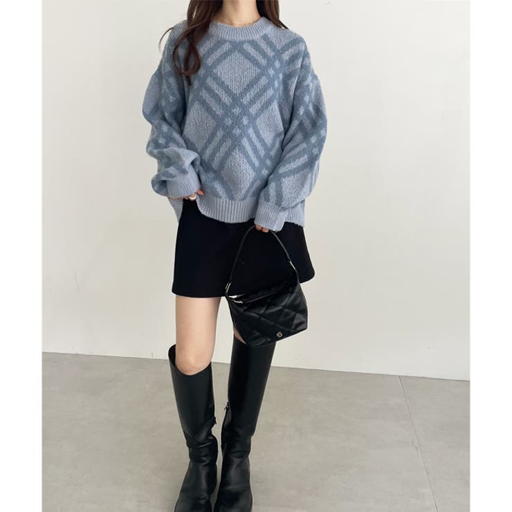 モヘアライクチェック柄ニットプルオーバー | GeeRA | 詳細画像27 