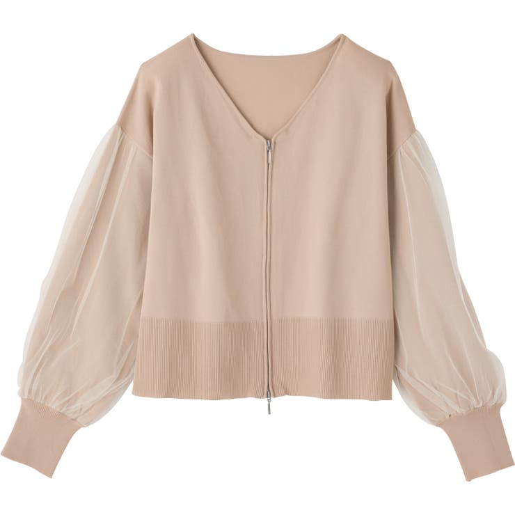 チュール袖ダブルジップカーディガン | GeeRA | 詳細画像12 